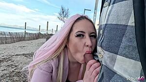 Real amateur curvy german girl takes rough anal after sloppy public pickup blowjob on holiday 😈🍆💦