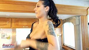 yo check brunette raven lane stuffing big dildo in shaved wet pussy pov
