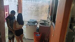 Maid sneaks a taste after wife heads out alone