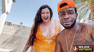 Josie Jaxxon's fat curvy body pool pounded by Rome Major's monster bbc