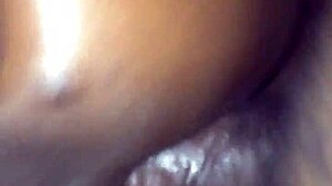 guy strokes her bent over wet pussy doggystyle