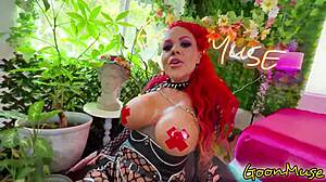 Busty Goth Babe Ms Red X Endures Rough Monster Cock Pounding!