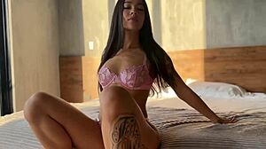 Colombian cutie tattoos bounce riding cameraman's huge cock poolside pov