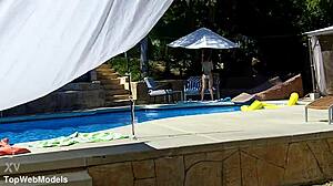 Lexi Bloom Petite Tied Bondage Fucked Poolside Facial Cumshot
