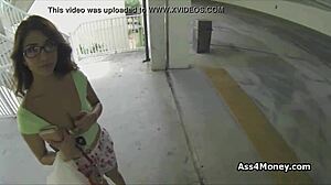 spicy latina teen flashes in mall lot then sucks and fucks for cash