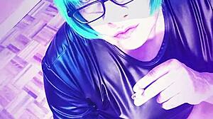 sissy shemale kandi gapes ass with double dildo play!!