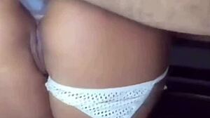 hot wife takes monster cock facial while cuck watches her cum hard