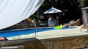 Lexi Bloom Petite Tied Bondage Fucked Poolside Facial Cumshot