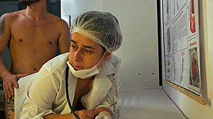 Nurse exam turns steamy as patient's cock hardens in hospital bed