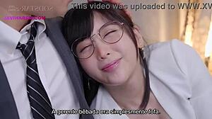 Sultry Asian Boss Gives Employee Steamy JAV Creampie Ride.