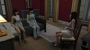 lucky dude pounds stepmom and stepsis as stepmom guides huge cock in