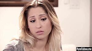 sexy blonde teen jumps on big black cock for wild ride