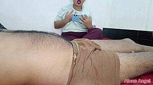 stepdaughter seduces stepdad into intense bedroom fuck