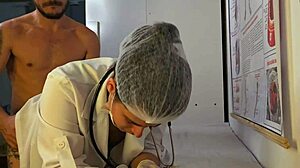 Nurse exam turns steamy as patient's cock hardens in hospital bed