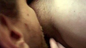 she rubs her hairy italian milf pussy then squirts on him