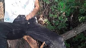 girl risks forest clothed masturbation to wild orgasm