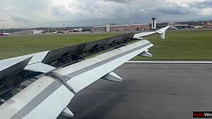 girl flashes my cock on airplane handjob cums in two minutes