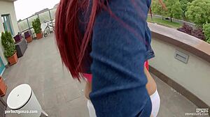 my heart races watching this redhead tease her huge melons with dildo