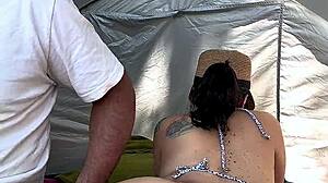 Chilean couple's wet MASSAGE turns into beach CREAMPIE orgy