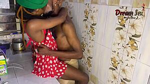 two ebony lovers creampie kitchen fuck 🔥 full vid on red