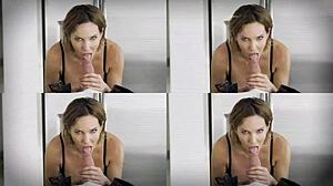 exhibitionist gilf flashes shaved pussy for taboo rough fuck