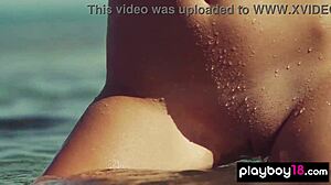 shy teen katrine pirs strips bikini to bare pussy outdoors