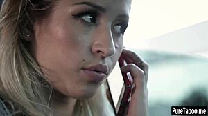 sexy blonde teen jumps on big black cock for wild ride