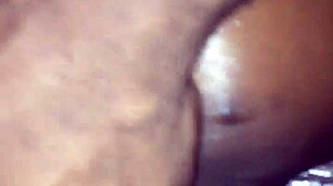 guy strokes her bent over wet pussy doggystyle