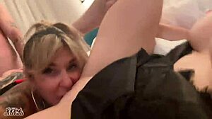 pervy besties drag me to hotel for crazy bisexual threesome pounding with big tits and tight pussies