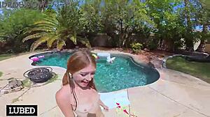 redhead slut's wet cunt sprays from monster cock pounding