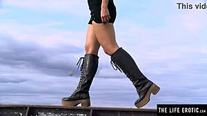 Kinky teen fingers hairy pussy in abandoned rail car