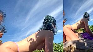 HOT BEACH BANG! PUBLIC CREAMPIE under sun with tight pussy gf!