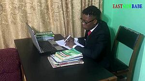 lecturer creampies chubby ebony student after deep exam fuck