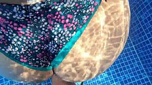 i find huge ass stranger masturbating poolside... swap her dildo for my real cock now!