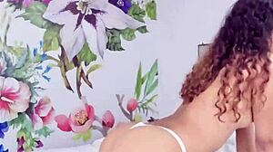 naughty teen latina grinds pillow on shaved pussy till she cums hard