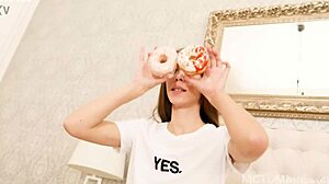 Innocent-Looking Stephanie Moon Gropes Petite Tits and Tight Pussy Solo