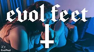 Brunette Redhead Lesbian Gagging On Toys And Feet