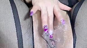 Sexy milf squirts solo dildo pussy masturbation show
