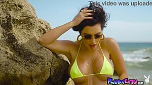 sexy latina cj sparxx strips naked on beach showing pussy