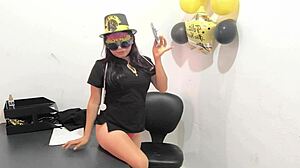 hot nurse preps anal plug for horny office lady's plump buttocks