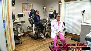 office nurse preps anal plug for horny ass play