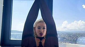 blonde milf's pov sloppy blowjob in stockings and heels