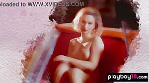 Polina unveils shaved pussy and perfect natural tits glamour.