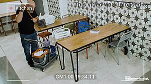 whoa squirting brunette fucks hard almost busted by janitor 😱🔥 part 10