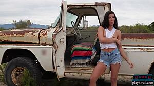 carmen nikole's sensual outdoor striptease bombshell reveal