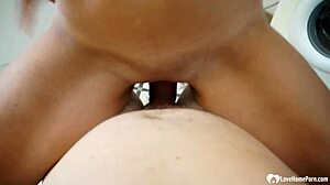 rent-desperate milf bends over kitchen counter for amateur homemade doggystyle pounding