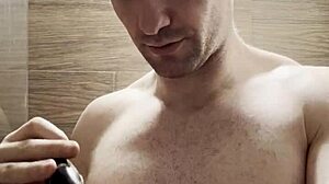 Tall Muscular Brunette Trims Sweaty Hairy Armpits Chest Arms Post-Gym Photoshoot Prep