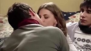 girls lock lips passionately during steamy kissing game