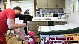 office nurse preps anal plug for horny ass play