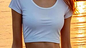 sexy model poses in panties lingerie and barefoot beachwear styles